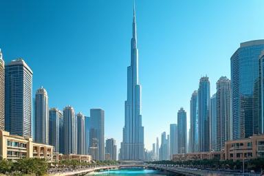 Downtown Dubai view with the iconic Burj Khalifa