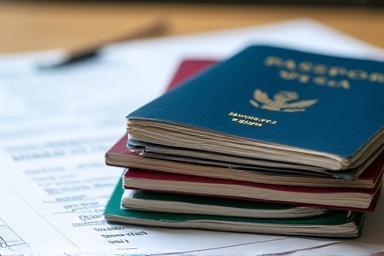 Passport and visa documents for travel